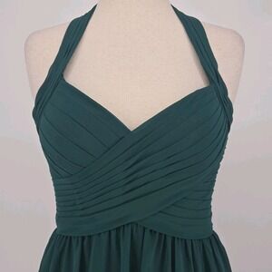 Kennedy Blue Ginger Chiffon Halter Neck Emerald Green Bridesmaid Dress Pleated 6